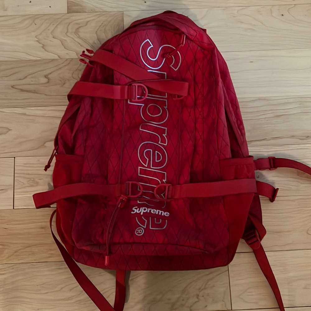 Red supreme backpack